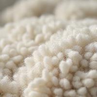 Soft, textured organic wool upholstery fabric in a muted, natural tone.